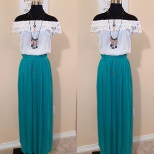 Aqua green maxi skirt